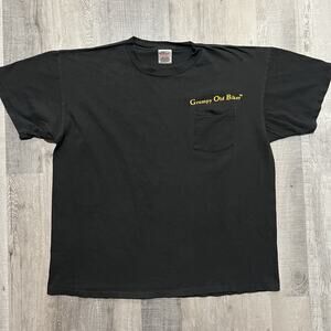 VTG 80s/90s Grumpy Old Biker T Shirt Sun Faded Black Grunge Biker Pocket Tee XL
